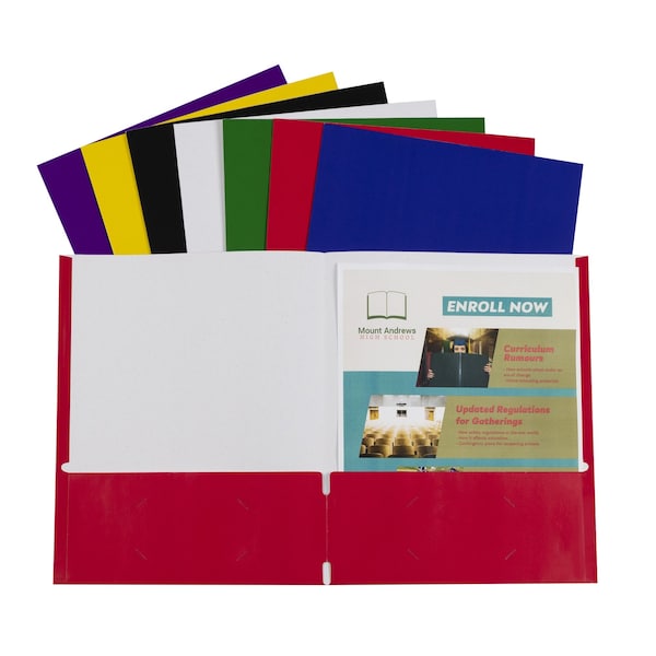 C-Line Products Recycled TwoPocket Paper Portfolios, Assorted Set of 100 Folders, 100PK 05300-DS - main